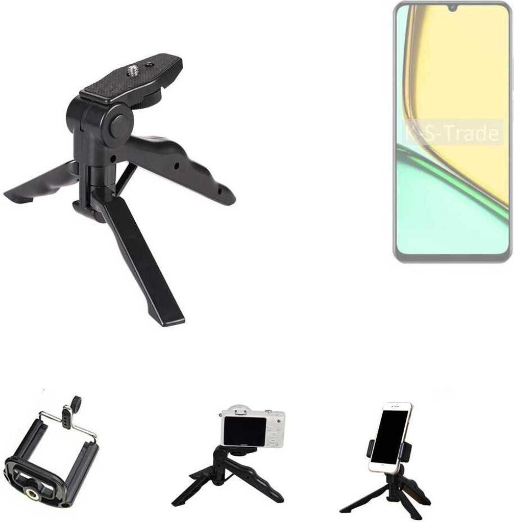 K-S-Trade Stativ Tisch-Ständer Dreibein Handy-Stativ Ständer kompatibel mit Realme C61 India Mini-Stativ Smartphone Tripod Handy-Stativ aus Plastik