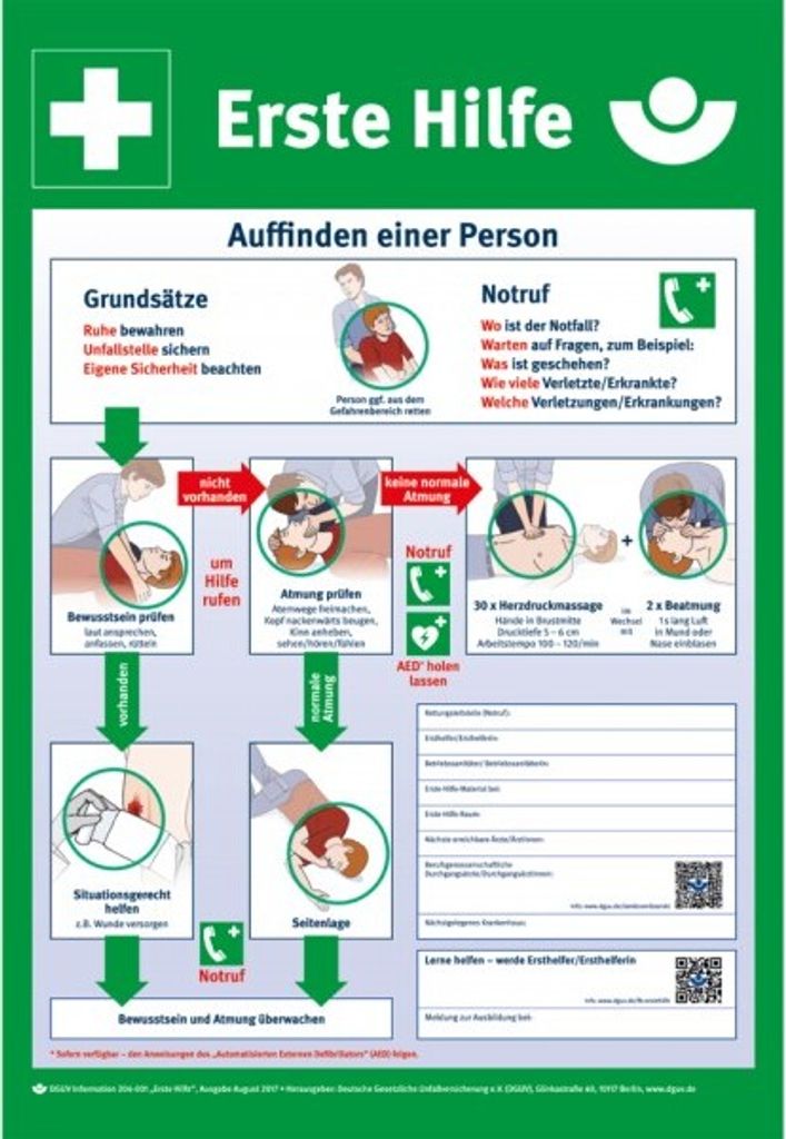 Dreifke Schild I Erste Hilfe Aushang, DGUV Information 204-001, Aluminium, 3...