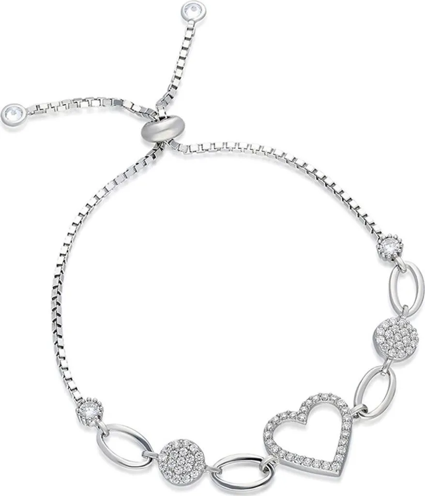 Cadeau idéal : bracelet cœur argent réglable pour femme et jeune fille