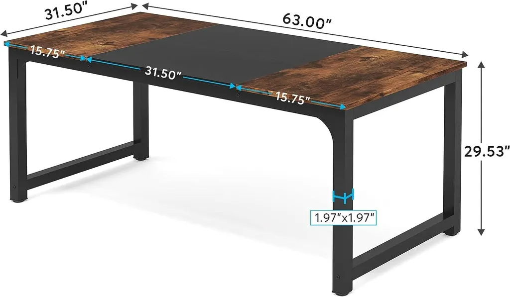Tribesigns Bureau Informatique 160x80cm Grand Plan de Travail Noir - 2