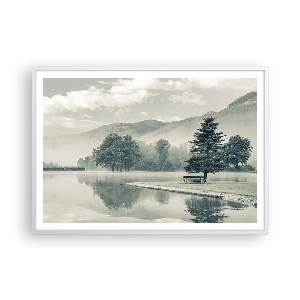 Gerahmtes Poster - Weißer Rahmen - Cool Landschaft Berge - 100x70 cm - Wand Bild - Wanddeko - Wandbilder - Kunstposter - Wandposter - Bilderrahmen...