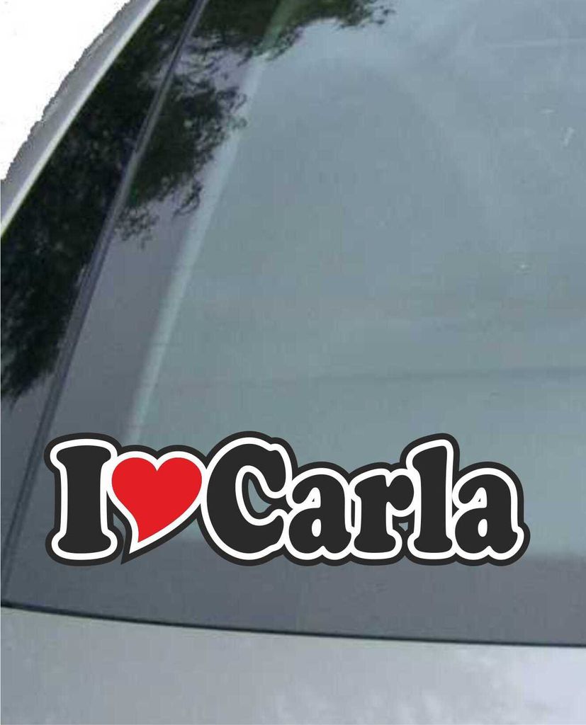 INDIGOS UG - Aufkleber / Autoaufkleber I Love Heart - Ich liebe mit Herz 15 cm - I LOVE Carla - Auto LKW Truck - Sticker mit Namen vom Mann Frau Kind