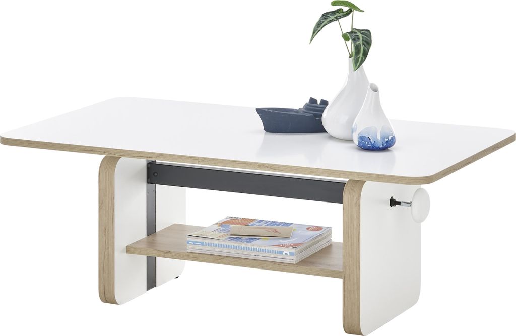 Couchtisch >Astana< höhenverstellbar, weiß, Artisan Eiche Nachbildung - 110x41/57x65cm (BxHxT)