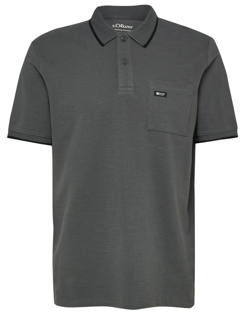 s.Oliver XXL Poloshirt dunkelgrau Kontraststreifen