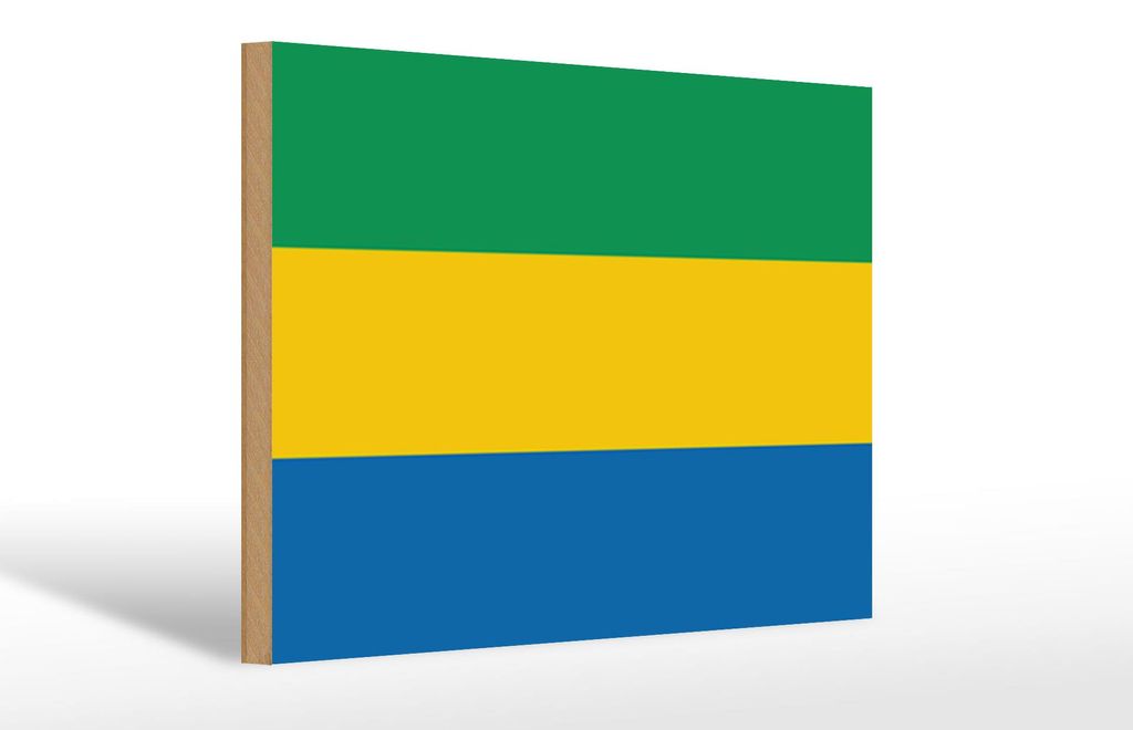 Holzschild Flagge Gabuns 30x20cm Flag of Gabon