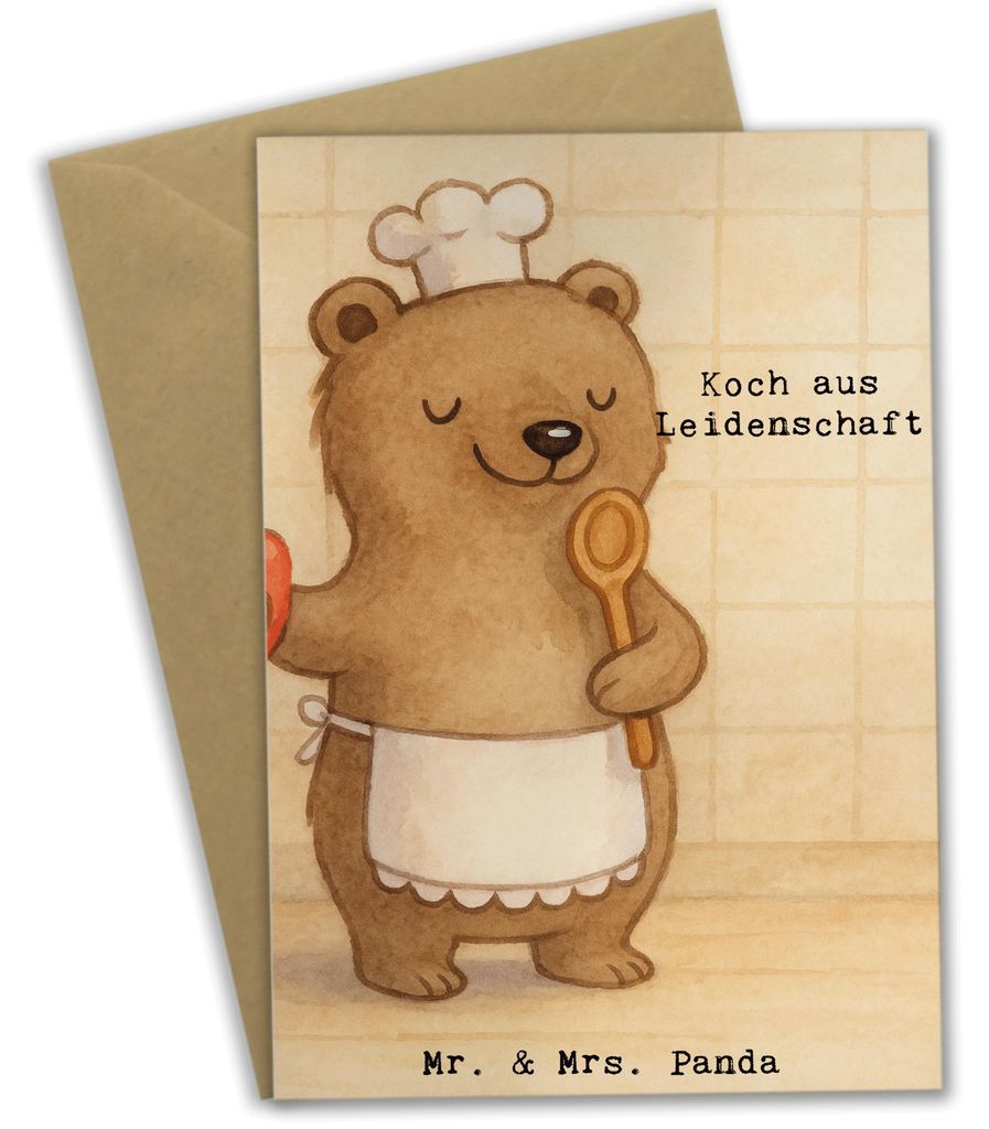 Mr. & Mrs. Panda Grußkarte Koch Leidenschaft Design - Weiß - Geschenk, Restaurant, Lustig, Chefkoch, Spruch, weihnachtskarten, dankeskarten, oste...