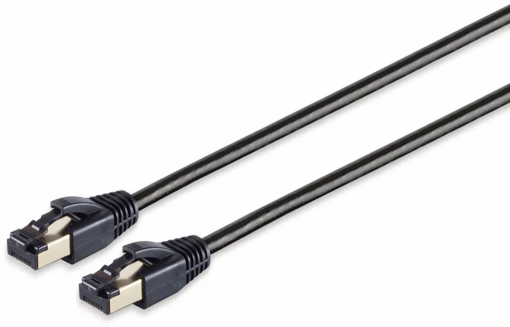 Cordon Ethernet RJ45 Cat 8.1 Helos 3m Noir F/FTP Blindé pour Réseau 40 Gbits