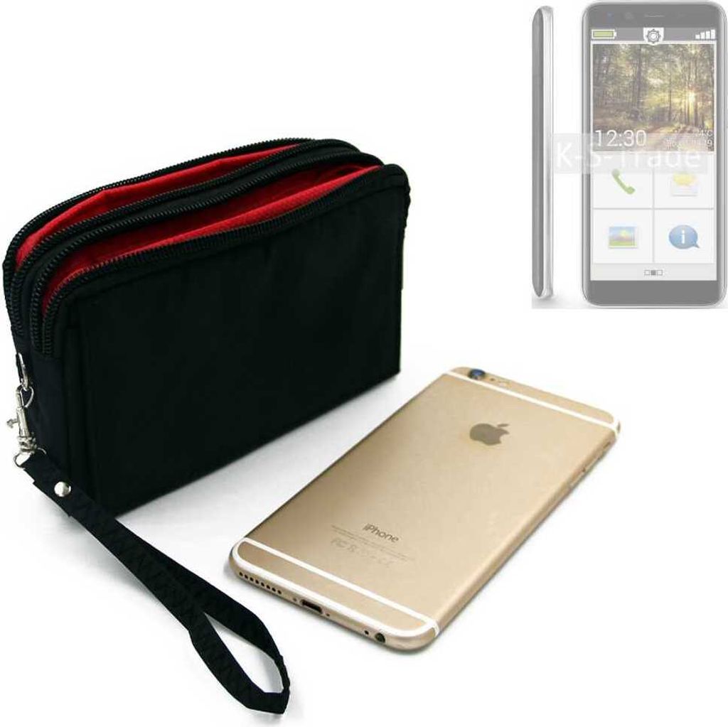 K-S-Trade Schutz Hülle Handy Hülle kompatibel mit Emporia Smart.3 Mini Gürteltasche Travelbag Handytasche mit Zusatzfächern, schwarz