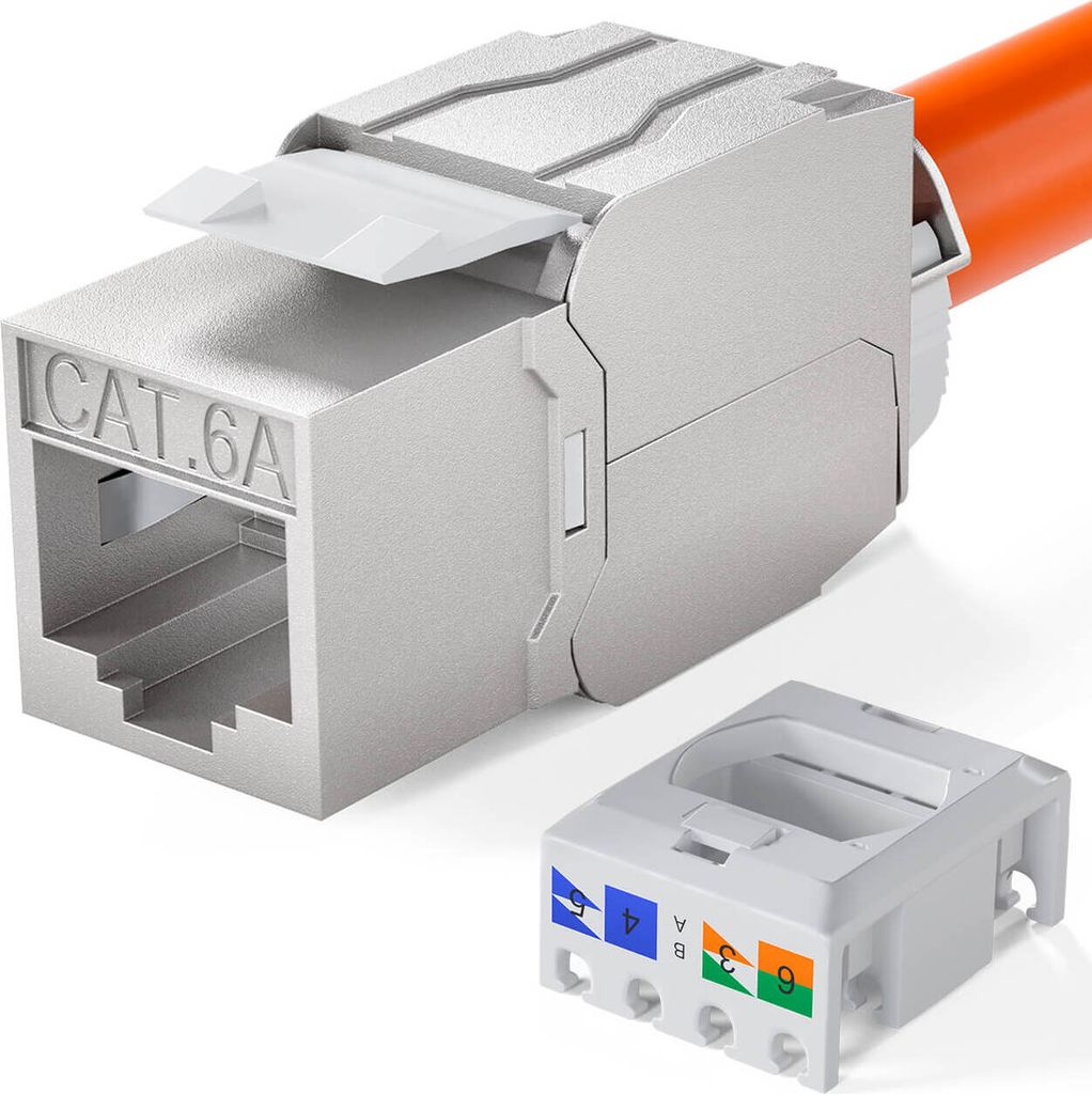 Keystone Modul RJ45 CAT 6a 180° Anschluss frontale Produktbild 1