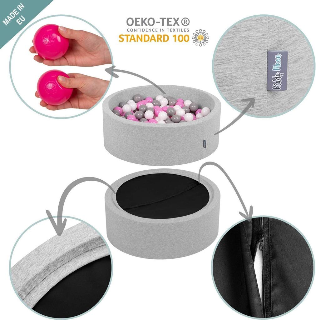 KiddyMoon Ball Pool s barevnými míčky 90X30cm/200 míčků ∅ Obrázek produktu 5