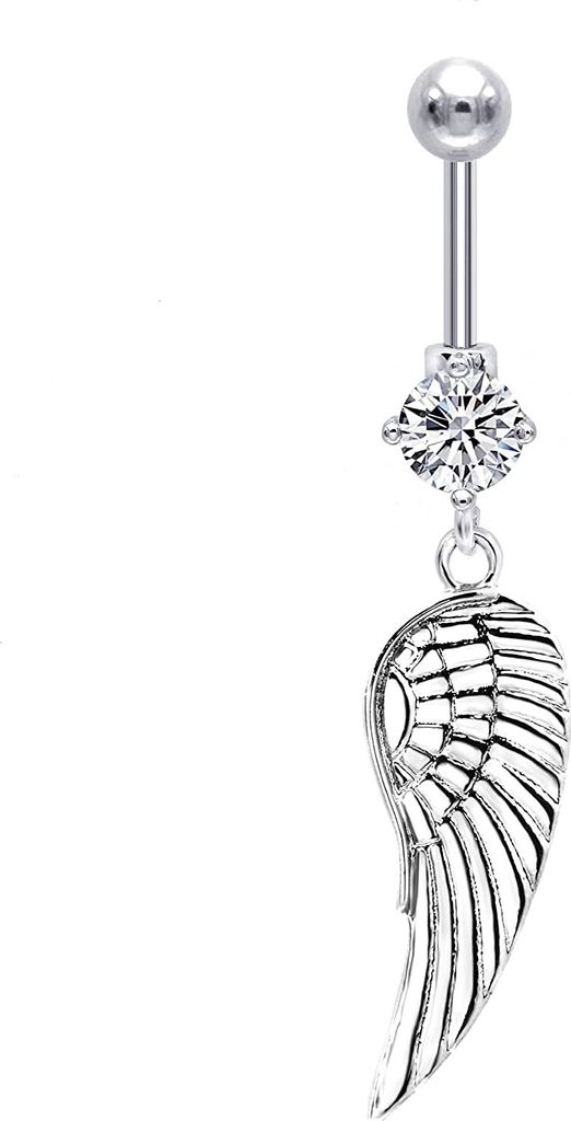 Karisma Titan Bauchnabelpiercing Feder Anhänger Banana Zirkonia - Weiss - Roségold