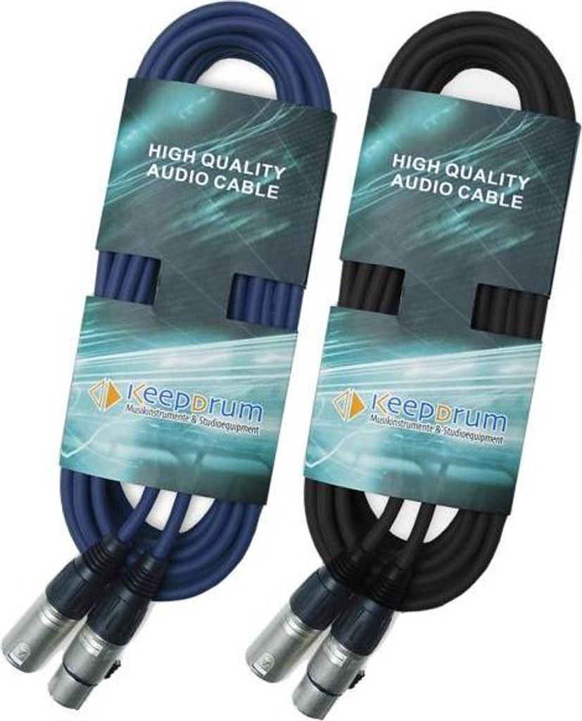 keepdrum DMX Kabel 3m 1x Schwarz 1x Blau