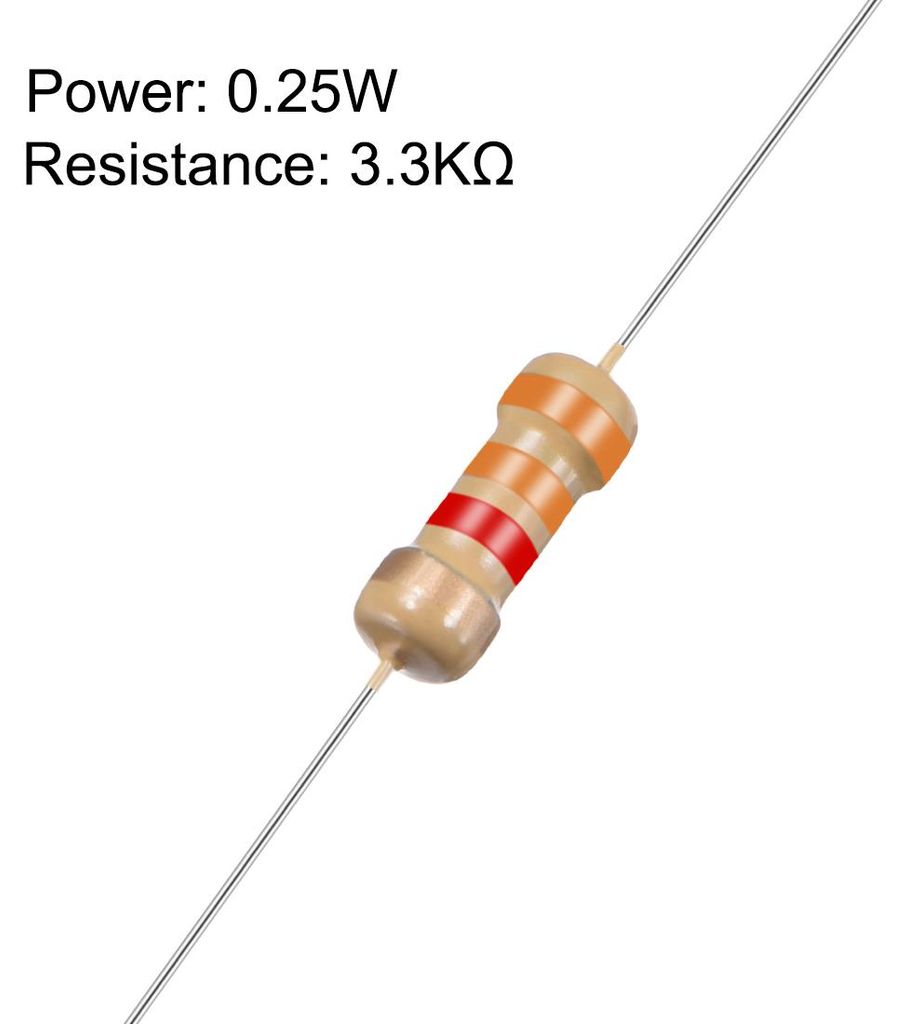 100Stk. Achse Kohleschichtwiderstand 3,3kOhm 0,25W 5% Toleranz 4 Farbb?nder DE