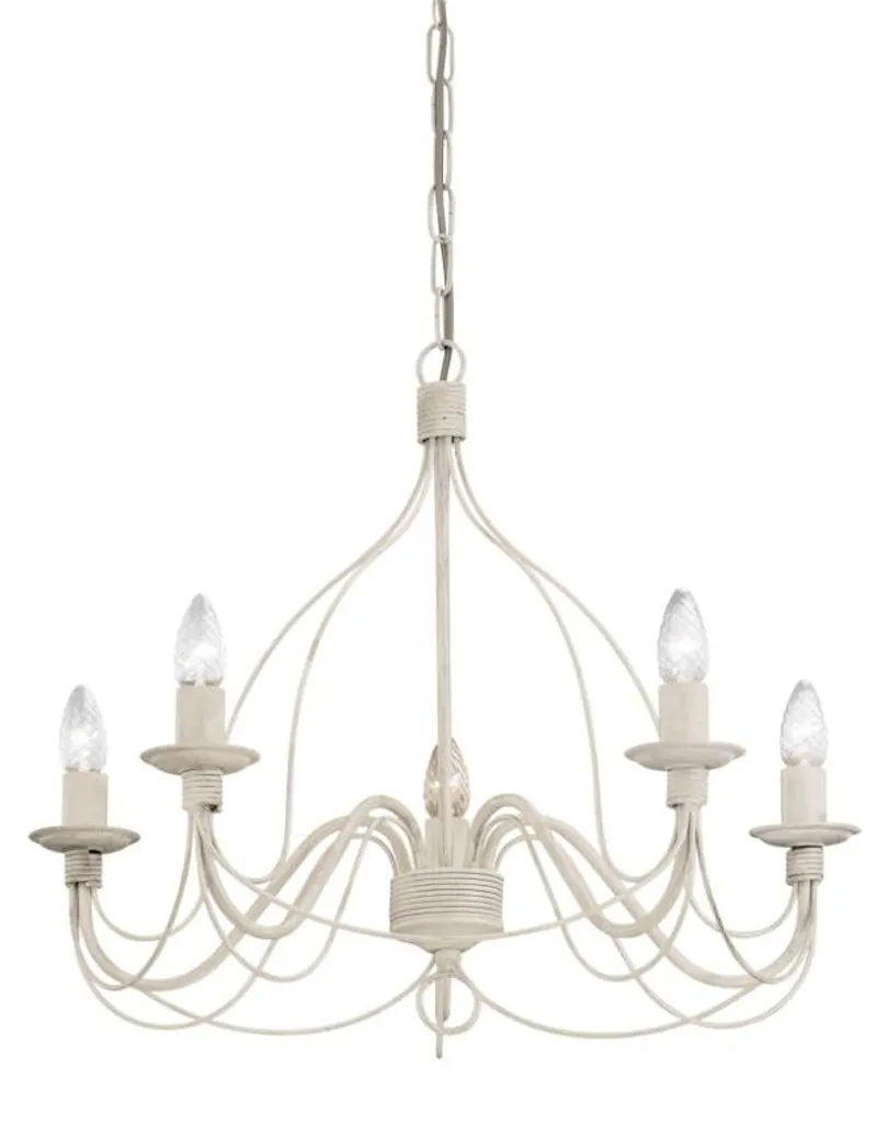 CORTE Suspension Blanche Antique 5 Ampoules - Lustre Classique Vintage