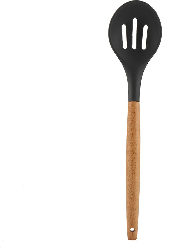 Schlitzlöffel Silikon Küchenhelfer Home Restaurant Kochutensilien mit Holzgriff