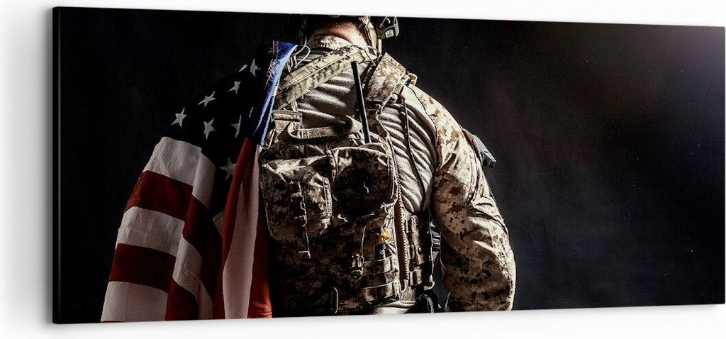 Bild auf Leinwand - Leinwandbild - Soldat Armee - 120x50cm - Wand Bild - Wanddeko - Wandbilder - Leinwanddruck - Bilder - Kunstdruck - Wanddekorati...
