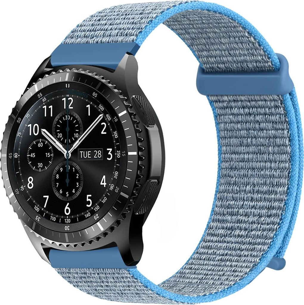 Smartwatch Armband für Samsung Gear S3 Frontier 46mm Nylon Textil Band Ersatzband Wechselband Klettverschluss flexibel atmungsaktiv Blau