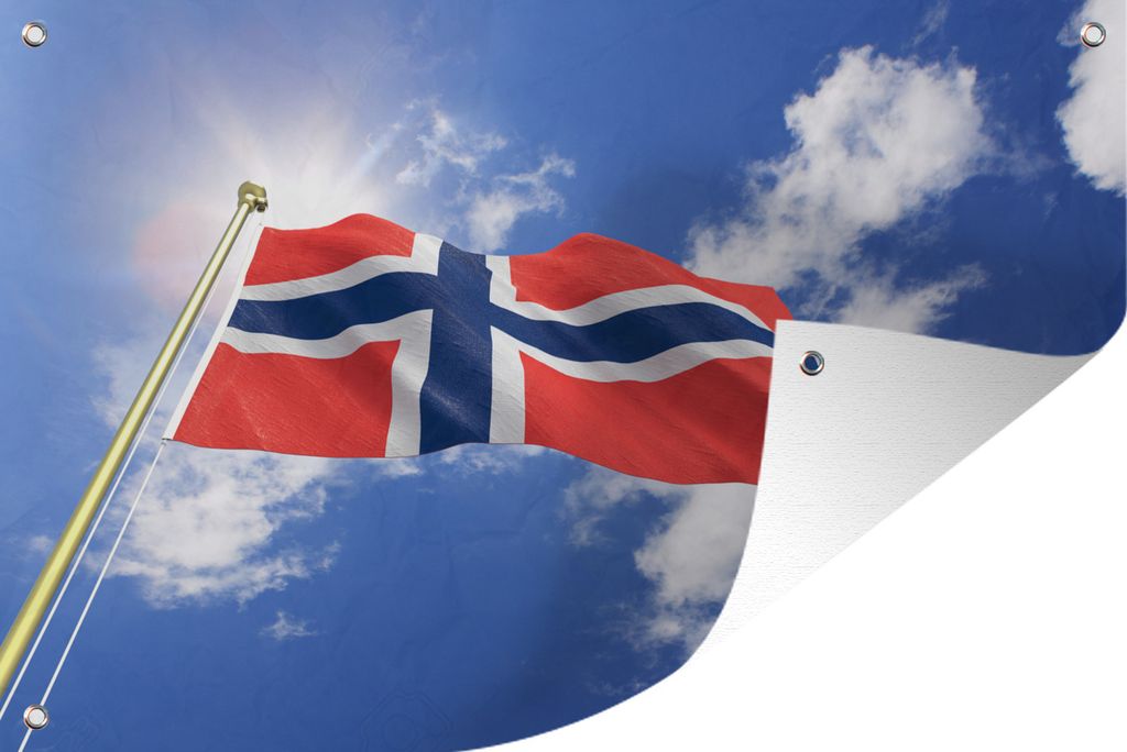 MuchoWow 90x60 cm Outdoor-Poster Gartendeko Sichtschutz Garten Poster für den Garten Flagge von Norwegen mit blauem Himmel