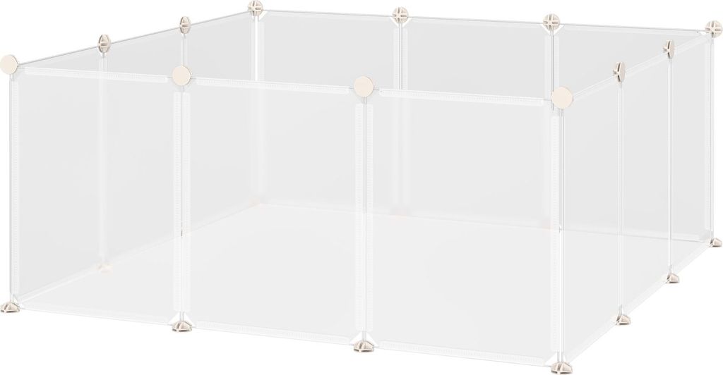 Freilaufgehege Laufgitter DIY Freigehege Gittergehege Absperrgitter Kleine Haustiere Laufstall für Innen 12 Platten Weiß Metall PP-Harz 105 x 105...