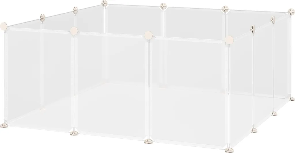 Parc pour Petits Animaux Modulable en Métal et Résine 12 Grilles Blanc