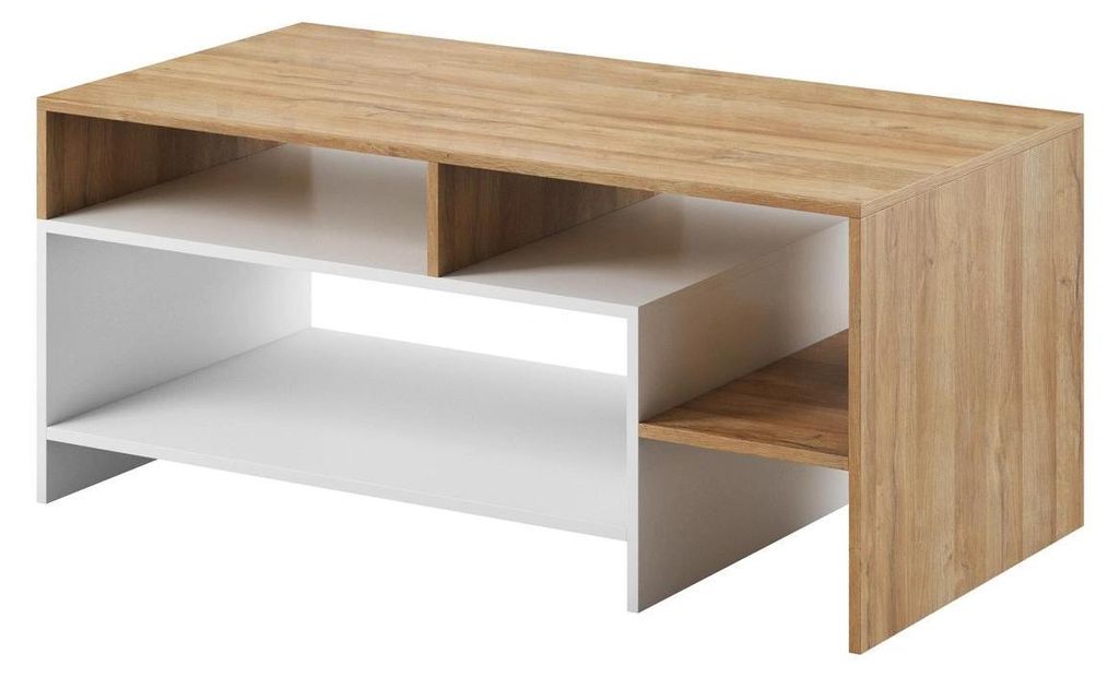 Couchtisch Wohnzimmertisch PANZO 120 cm Eiche Grandson Weiß