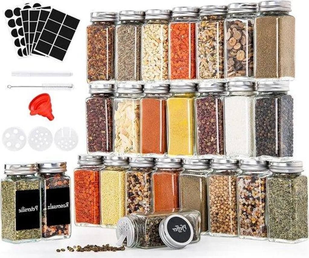 Fini le Désordre : Set 25 Bocaux Épices Carrés pour un Tri Parfait