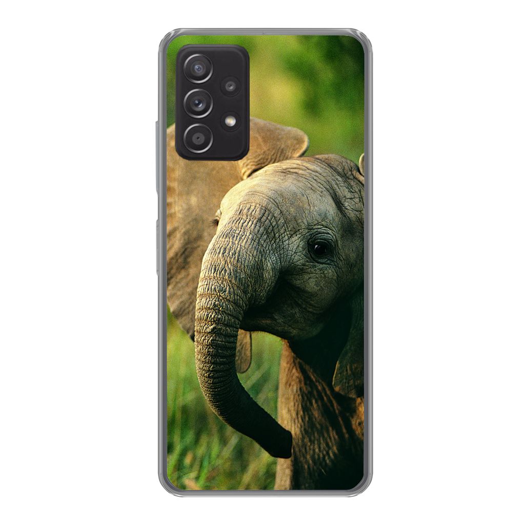 MuchoWow Handyhülle Schutzhülle Hülle für Samsung Galaxy A33 5G Elefant - Grün - Tiere - Natur Silikon Softcase Handy Hülle - Kartenhalter