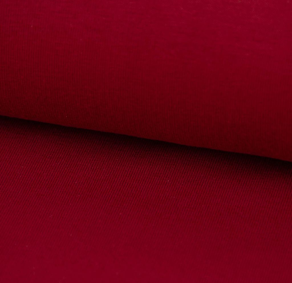 Baumwolljersey Stoff Meterware Organic Bio einfarbig bordeaux rot 1,5m