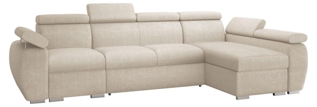 MIRJAN24 Ecksofa Boston LCP, Stilvoll Eckcouch mit zwei Bettkästen und Schlaffunktion, Verchromte Metallfüße, Holzkonstruktion (Farbe: Flow 03, ...