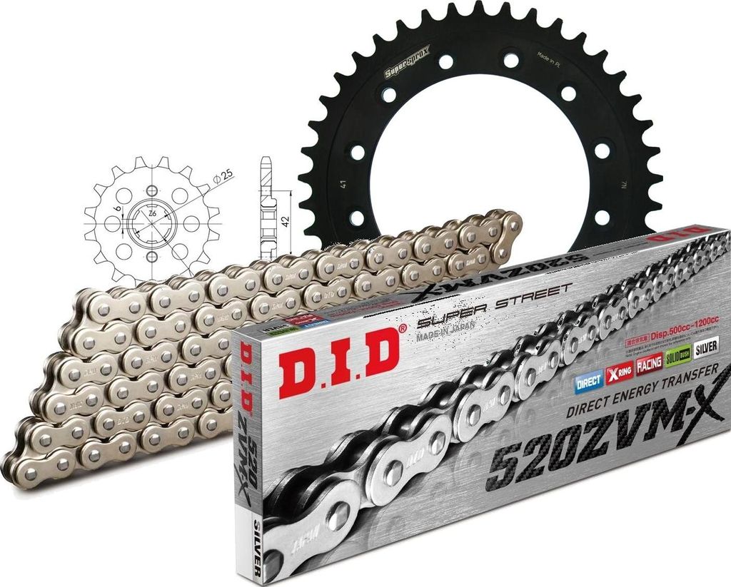 Kit Stahl passend für Honda XL500 R 82-85 15-41-100 DID520ZVM-X(S&S) Niet
