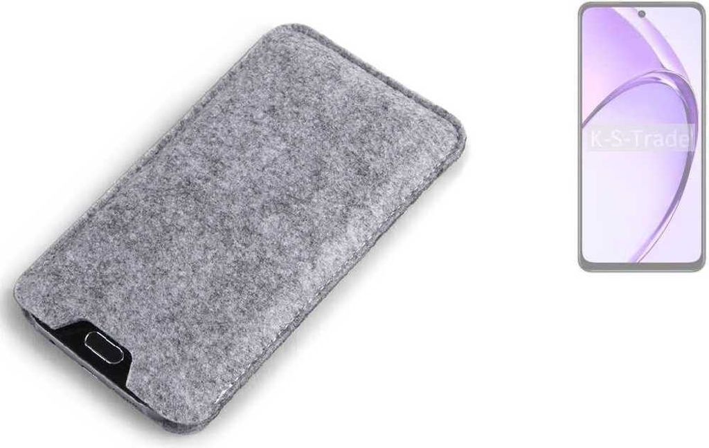 K-S-Trade Filz Handyhülle kompatibel mit Oppo A40 Schutzhülle Filztasche Filz Tasche Case Sleeve Handy Hülle Filzhülle grau