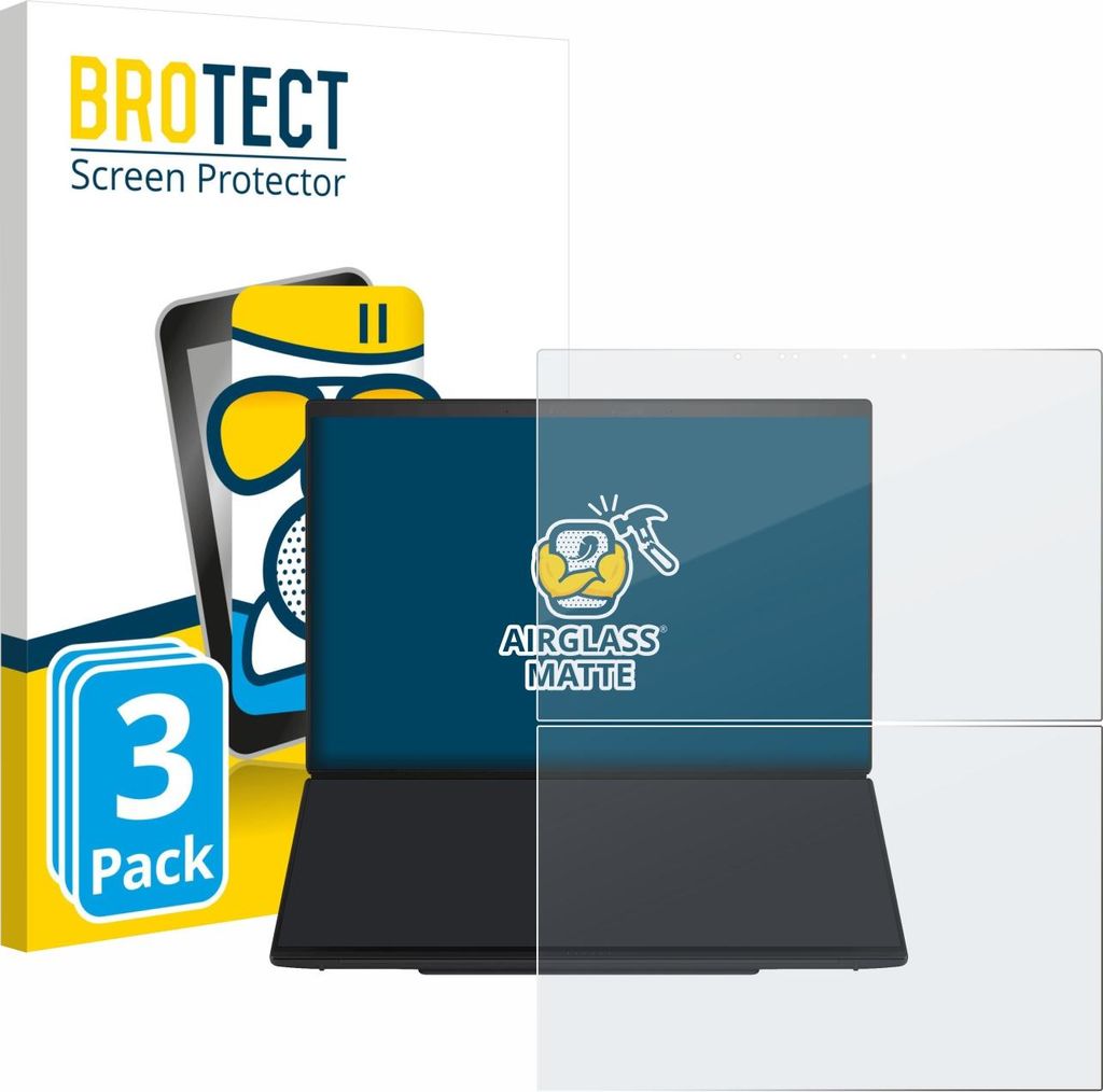 3x BROTECT Entspiegelungs Schutzglas für ASUS ZenBook Duo UX8407 Schutzfolie Panzer Folie Glas Display Schutz matt