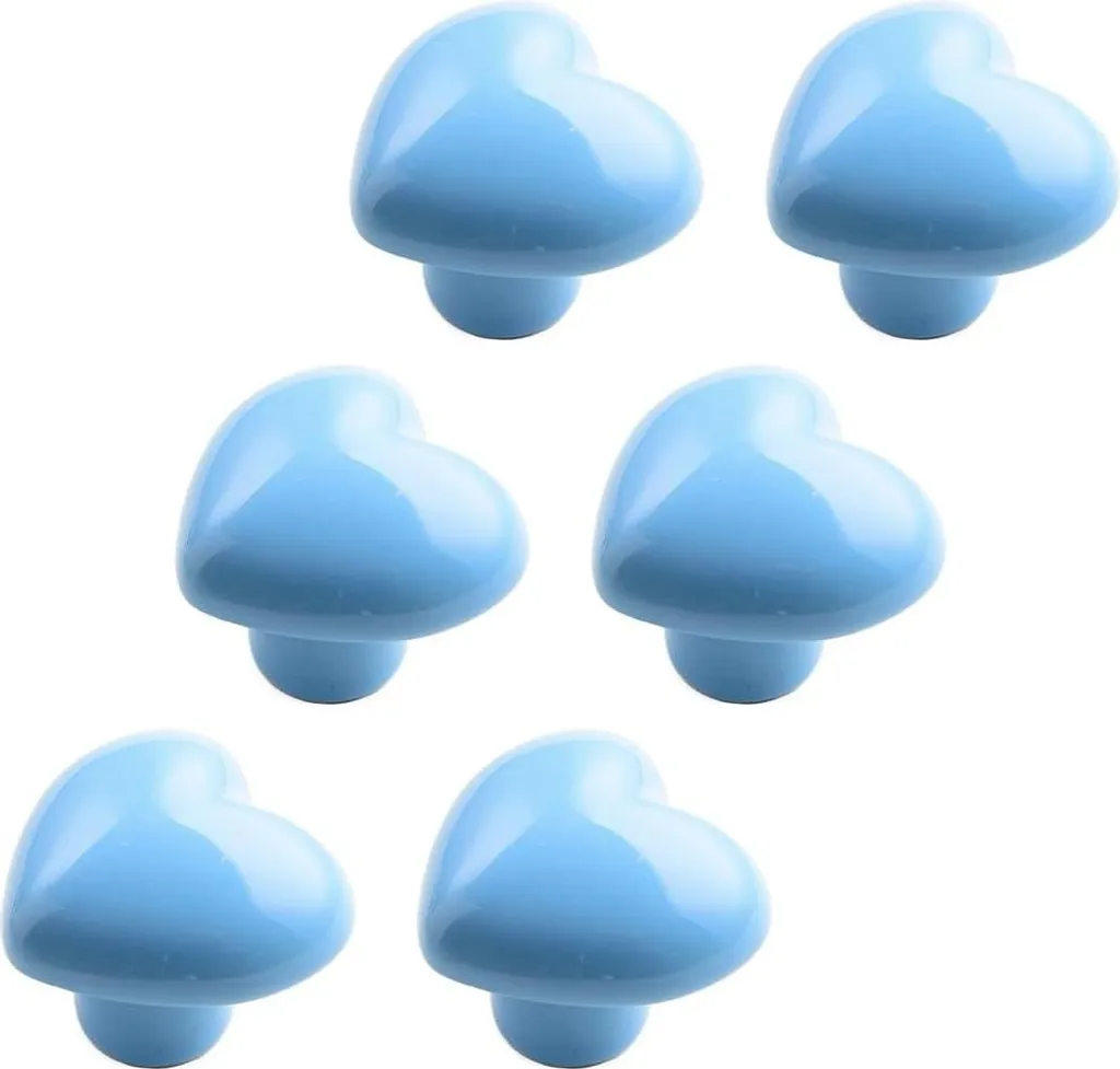 Boutons de commode cœur bleu clair en céramique pour chambre d'enfant