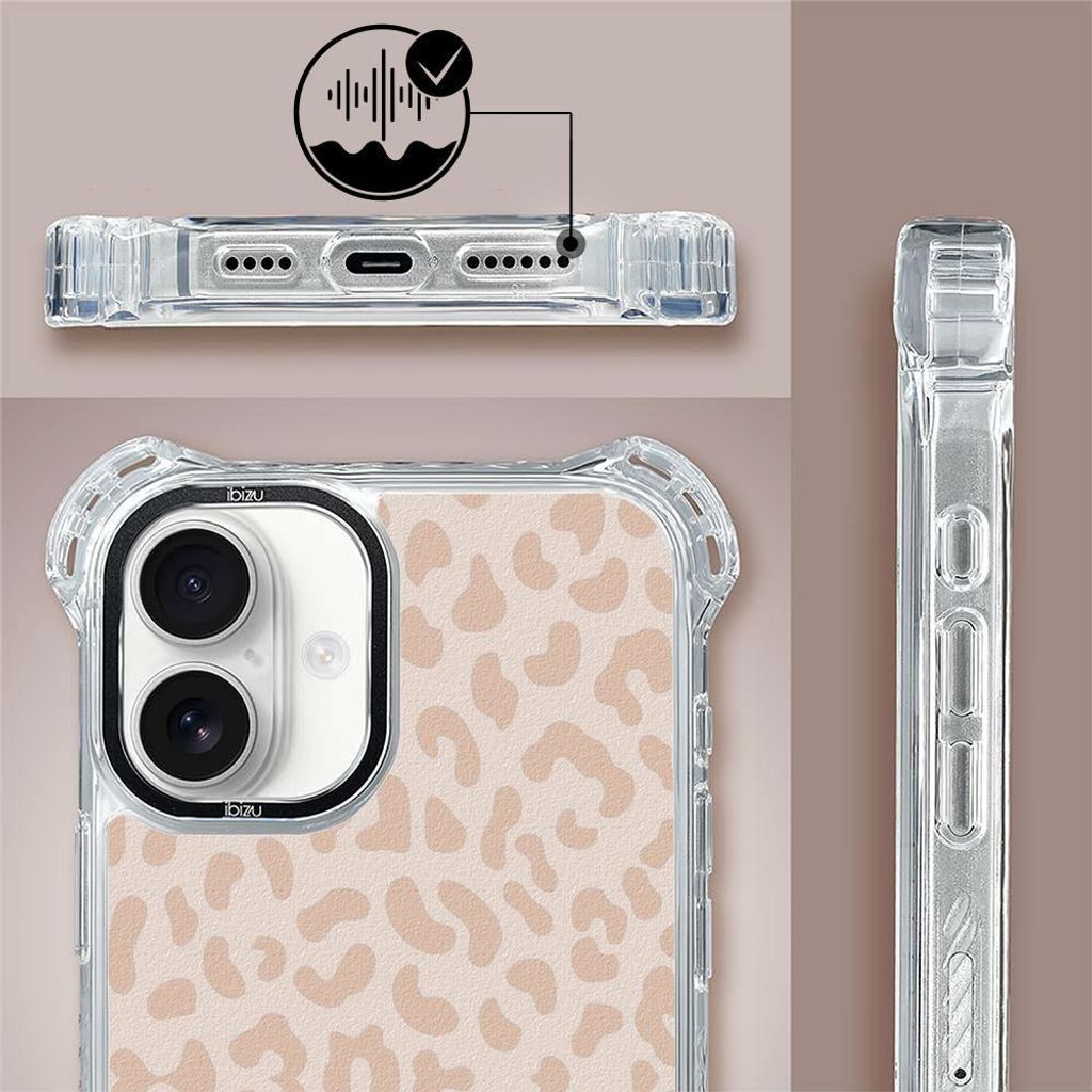 iPhone 16 IBIZU DropGuard Ultra Hülle mit MagSafe, Boho, Zarter Leopardenprint