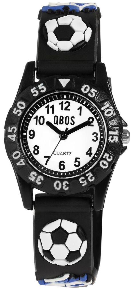 QBOS Kinder Armbanduhr  mit Silikonband, Motiv Fußball, Ø Produktbild 