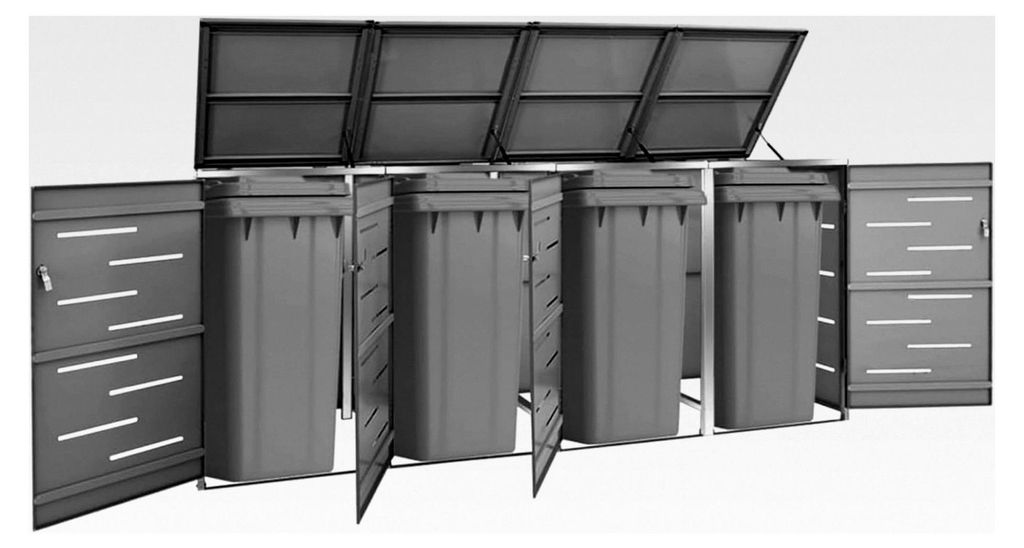 Mülltonnenbox für 4 Tonnen 276,5x77,5x115,5 cm Edelstahl