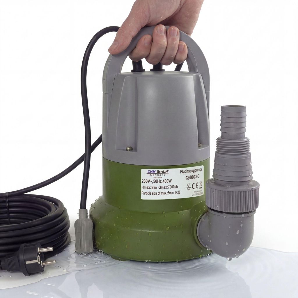 CHM GmbH® Tauchpumpe flachsaugend bis 1mm 400 Watt Produktbild 