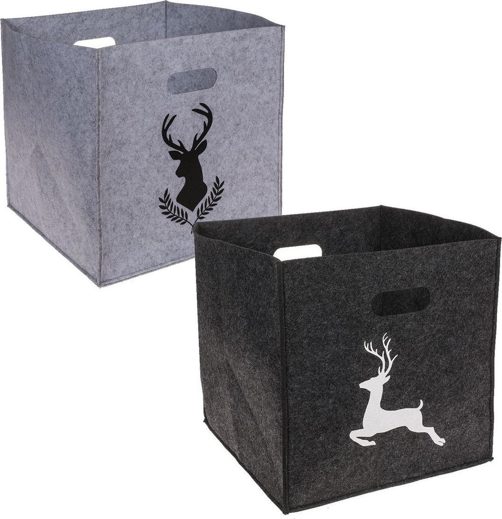 Filz Aufbewahrungsbox faltbar 32 x 32 x 32 cm Hirsch Hirschkopf
