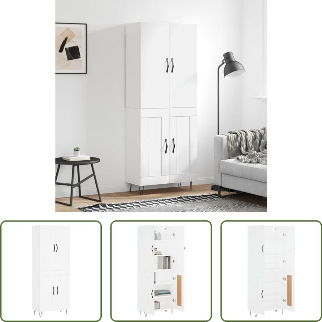 The Living Store Highboard Weiß 69,5x34x180 cm Holzwerkstoff
