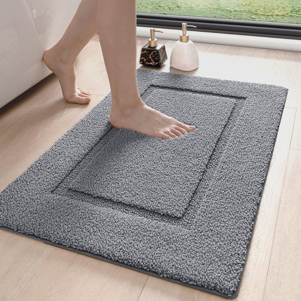 Badezimmerteppich 50 x 80 cm, Badteppich rutschfest Waschbar, weicher Badematte, Mikrofaser Absorbent Badvorleger, Badematten für Badewanne, Dusch...