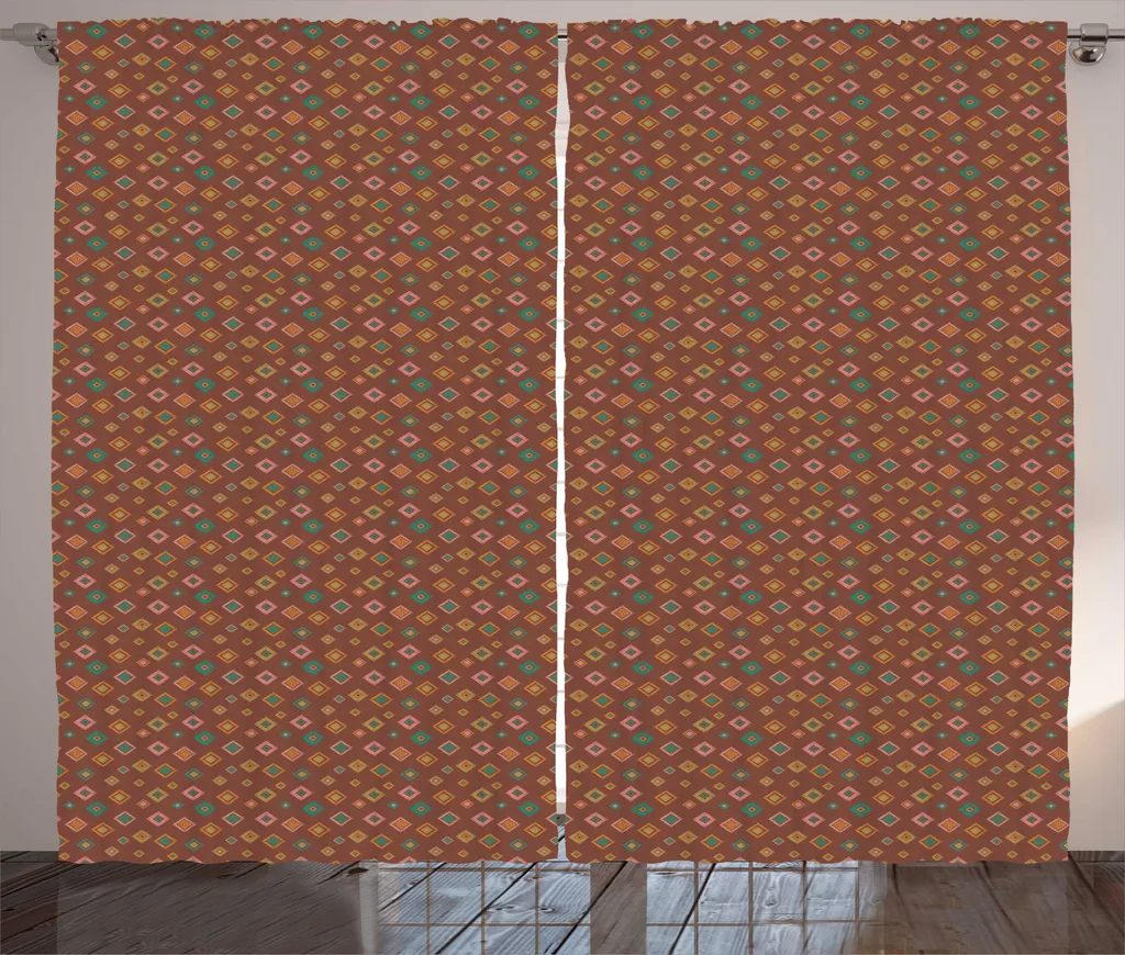 Rideau prêt à poser pour grandes fenêtres 280x225 cm géométrique rustique