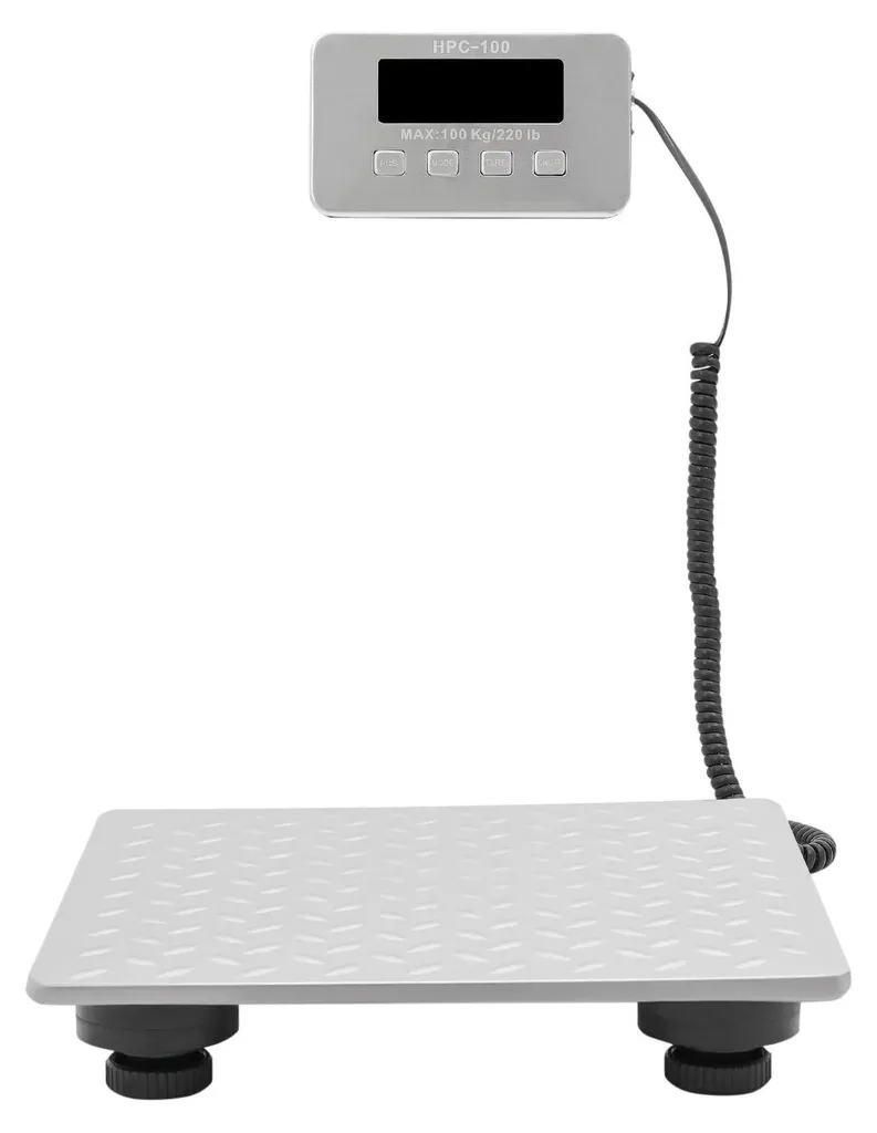 Balance de table LED 100kg en inox brossé avec alimentation hybride