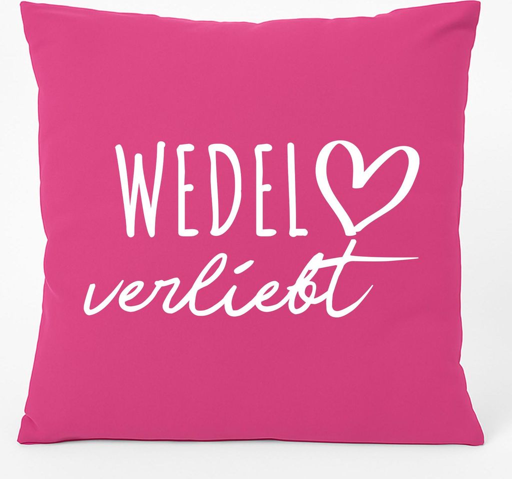 Huuraa Kissen Wedel verliebt 40x40cm mit Füllung Fuchsia Baumwolle Dekokissen Geschenkidee