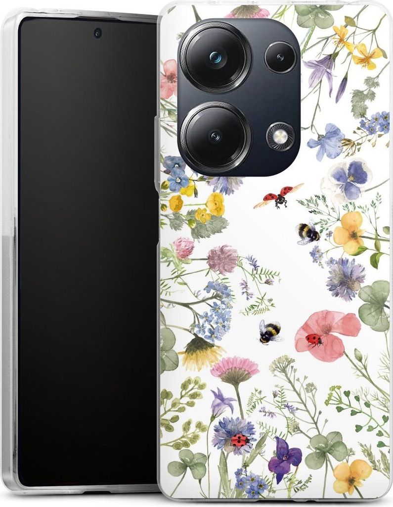 DeinDesign Handyhülle für Xiaomi Poco M6 Pro Silikon Hülle Case Smartphone Schutzhülle Biene Blumen Muster