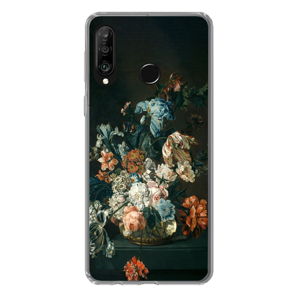 MuchoWow Handyhülle Schutzhülle Hülle für Huawei P30 Lite Stilleben mit Blumen - Alte Meister - Kunst Silikon Softcase Handy Hülle - Handyh...