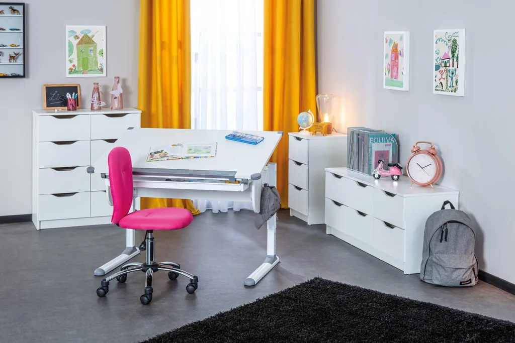 Commode Blanche Classique 3 Tiroirs Interlink - Format Gain de Place 71cm - 14