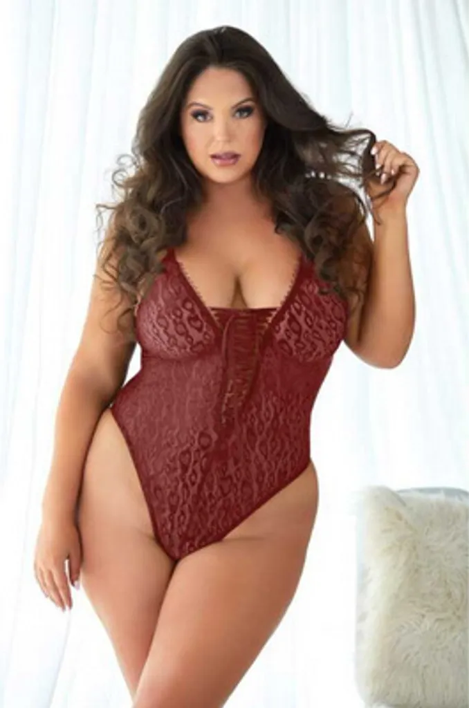 Teddy en dentelle léopard avec détails raffinés - Grande taille 2X/3X