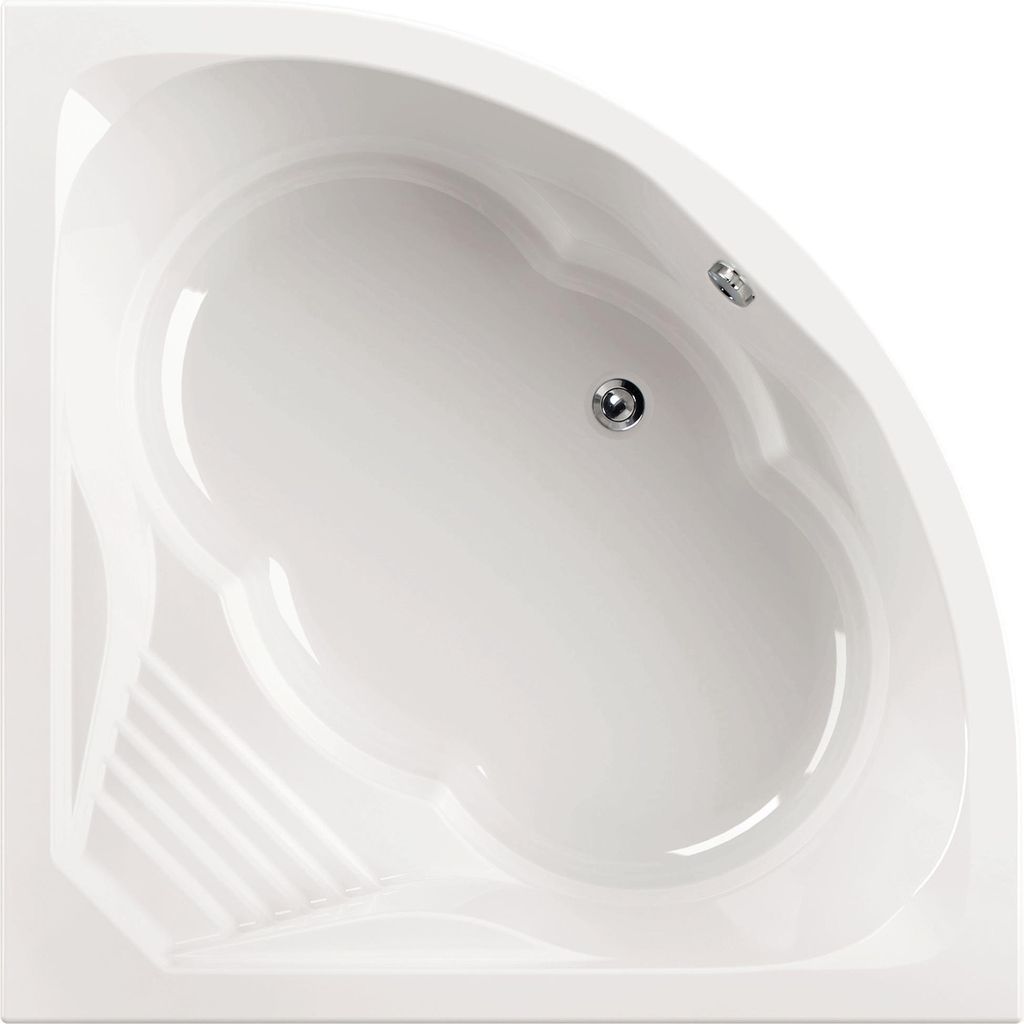 Calmwaters Eckbadewanne 150x150 cm mit Sitz, Acrylwanne Curved Wellness, Duo-Badewanne für zwei Personen, Sitzbadewanne, Maße 150 x 150 cm, Eck...