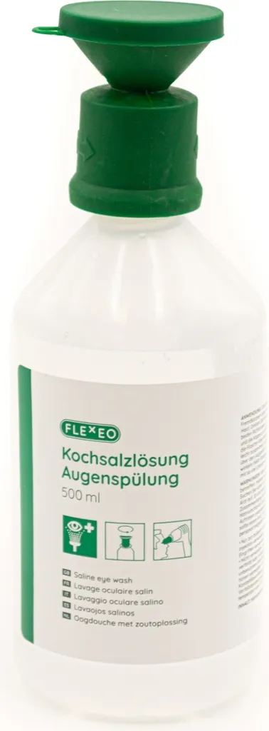 Flacon rince-œil NaCl 0,9% FLEXEO 500 ml avec œillère ergonomique