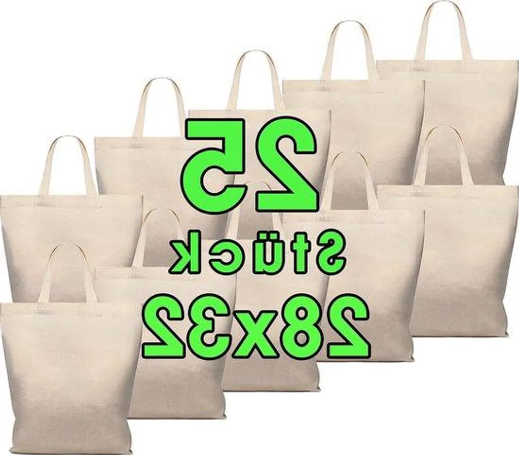 Sac en coton léger 28 x 32 cm couleur naturelle - Tote bag réutilisable